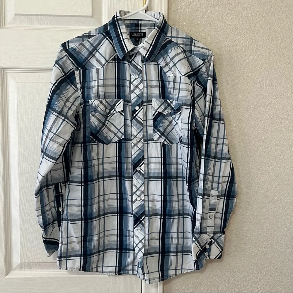 Gioberti Western Pearl Snap Plaid Button Down Shirt Size 16